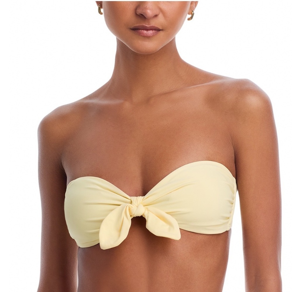PAIGE Libby Tie Front Bandeau Bikini Top Sun Yellow S752901-D305 Medium
